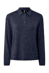 Pieces Camisola malha estilo polo para mulher azul