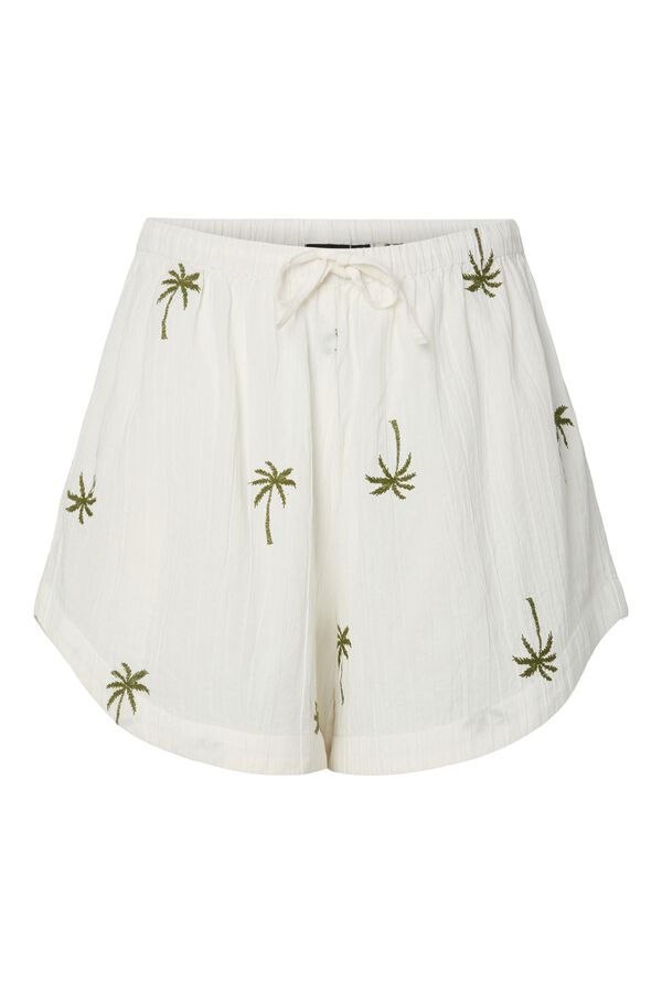 Pieces Shorts algod&oacute;n org&aacute;nico bordado verde