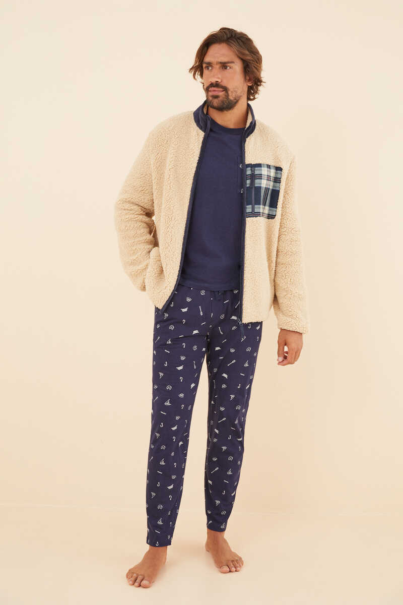 Men's faux shearling jacket with pocket, Pyjamas