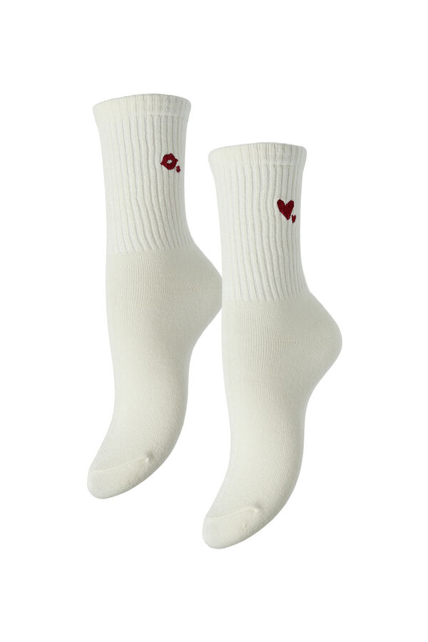 Pieces Calcetines con bordado blanco
