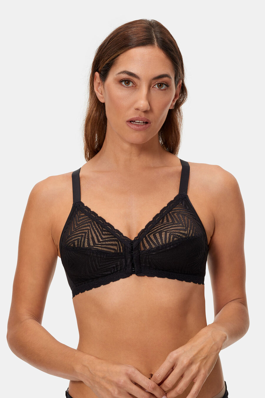 Sujetador negro postural sin aros cierre delantero