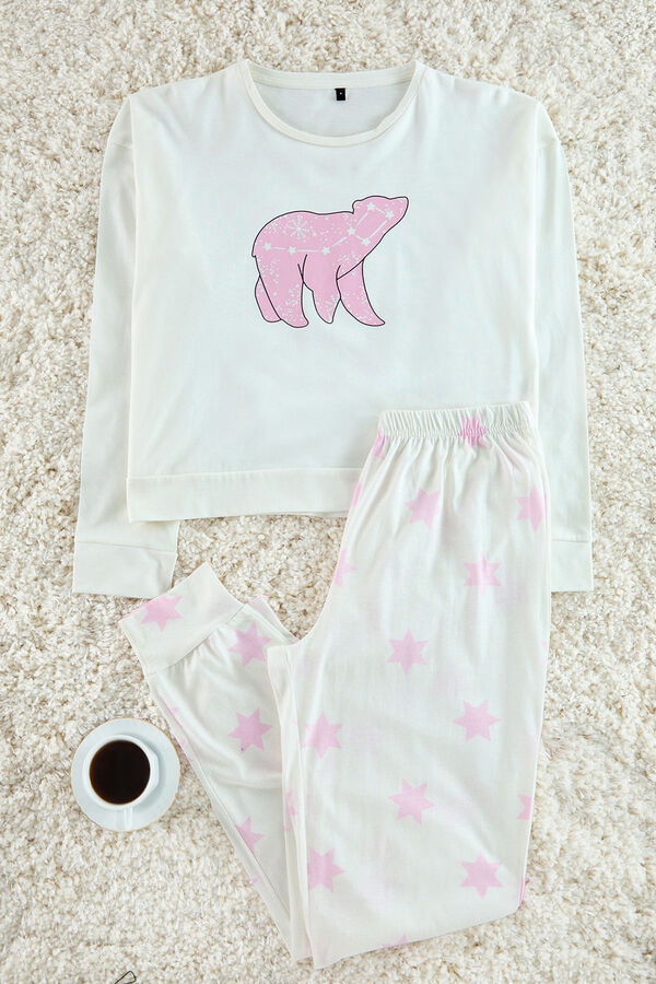 Trendyol Conjunto de pijama estrellas blanco y rosa rosa