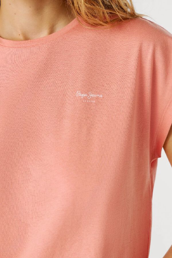 Pepe Jeans Majica kratkih rukava sa okruglom kragnom Koralna