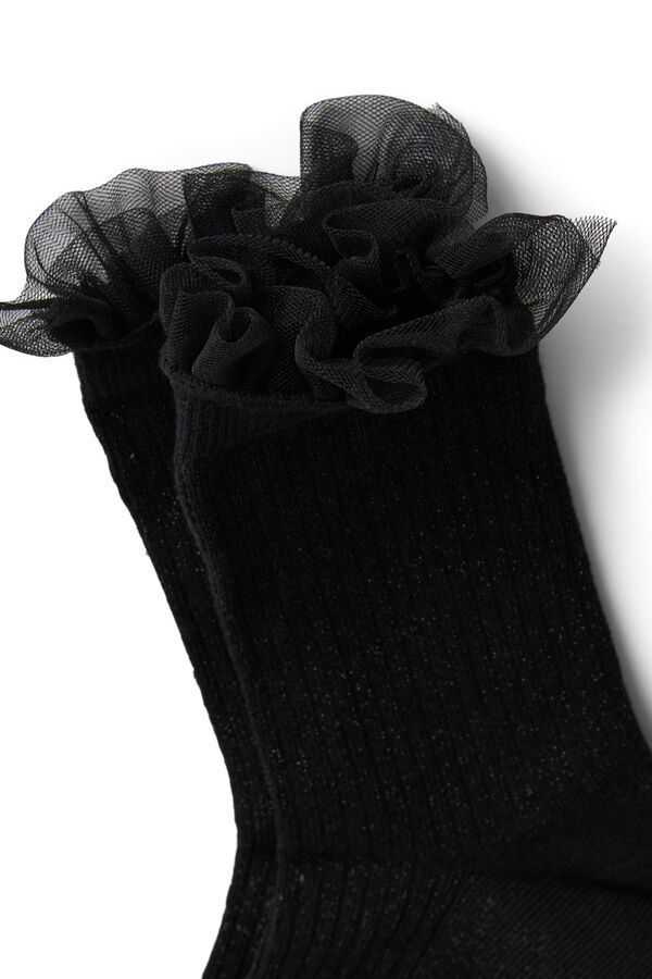 Pieces Calcetines con volante negro
