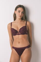 Women'secret Bordo čipka i pli&scaron; tanga gaćice Bordo