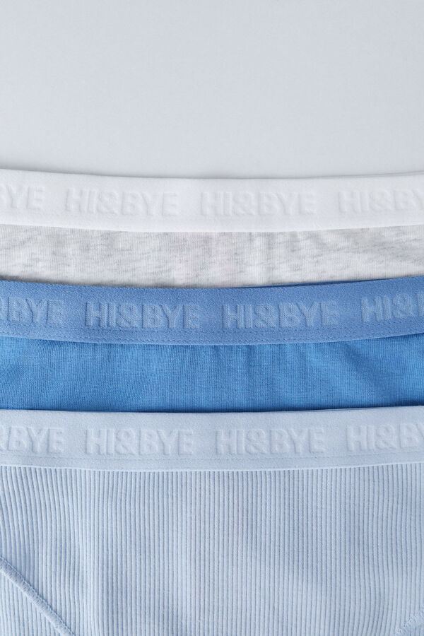 HI&BYE 3 darabos klasszikus női alsók kék, szürke és világoskék színben kék