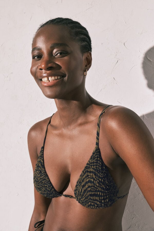 Women'secret Trouglasti animal print smock gornji deo bikinija Crna