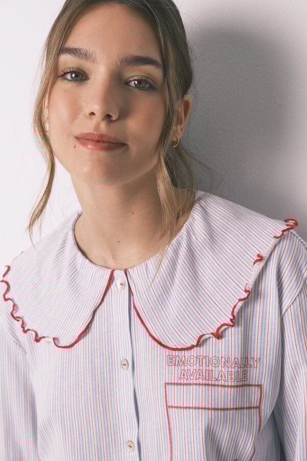 Women'secret Pamučna duga pidžama sa Piter Pan kragnom Print