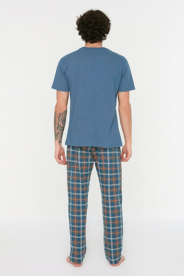 Trendyol Malha de pijama de malha xadrez azul marinho com corte regular  azul