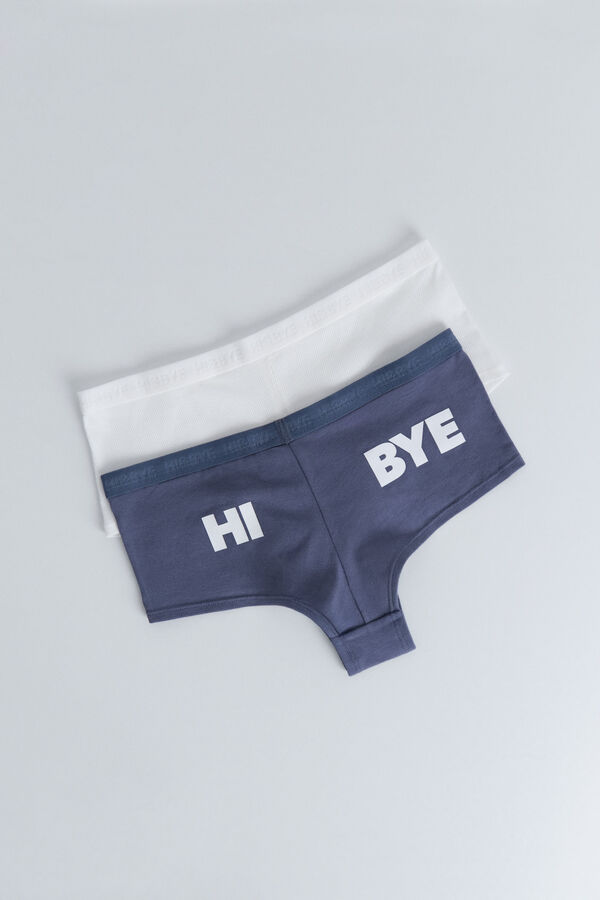 HI&BYE Paket od 2 plavo-bele gaće Print