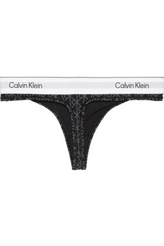 Calvin Klein Cueca tanga de algod&atilde;o com logo