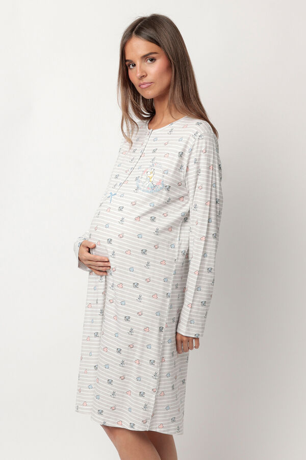Admas Camis&oacute;n maternity manga larga rayas Alicia Wonderland gris