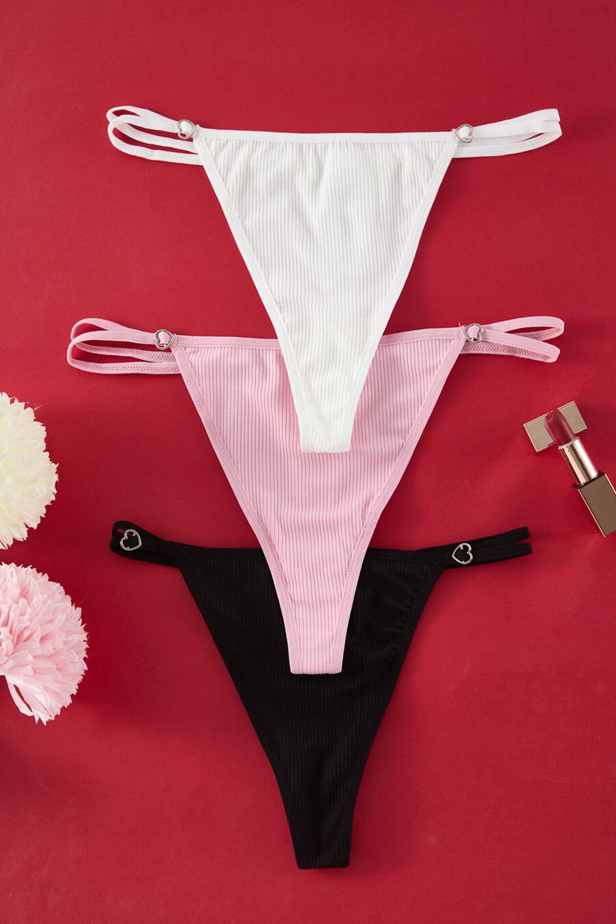 Pack de 3 tangas canalé detalle corazón