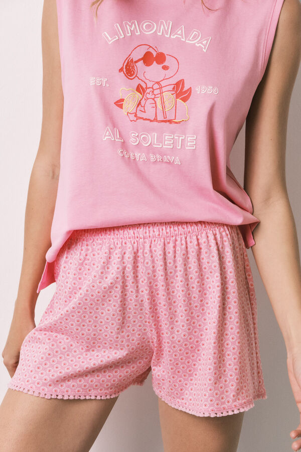 Women'secret Roze pamučna kratka pidžama Snoopy Roze