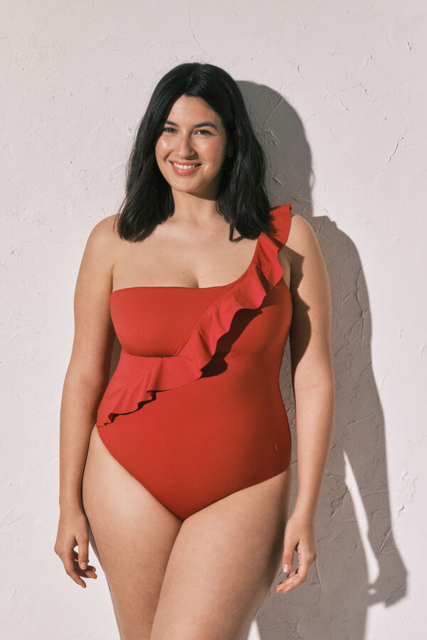 Women'secret Narandžasti kupaći kostim za oblikovanje sa asimetričnim karnerom Narandžasta