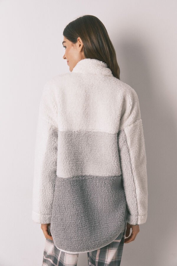 Women'secret Midi kućni ogrtač od ve&scaron;tačkog jagnjećeg krzna lurex Stitch Bež