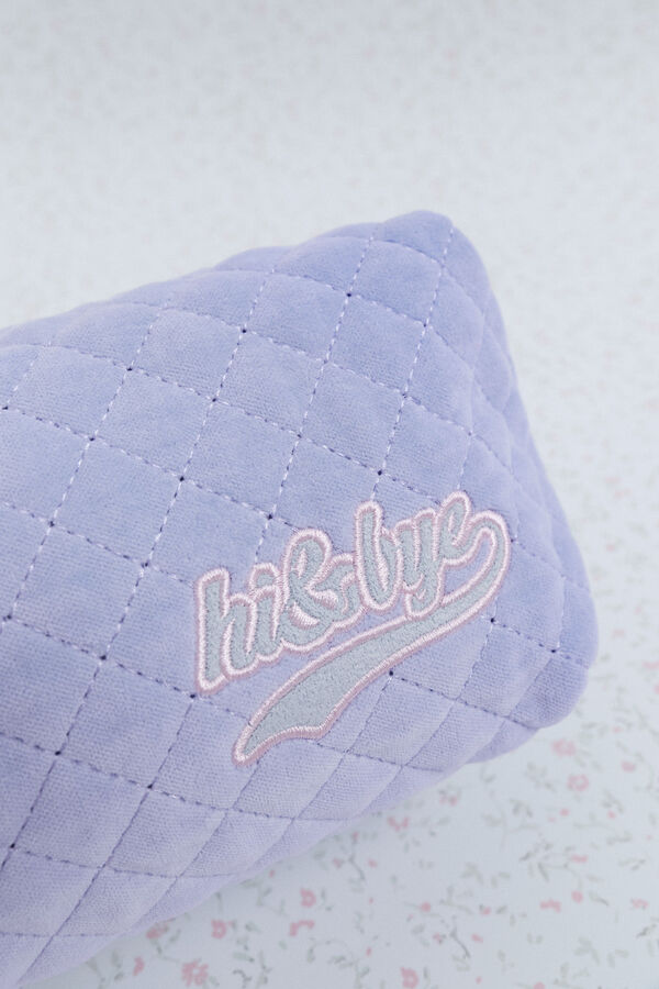 HI&BYE Neceser terciopelo logo bordado azul claro azul