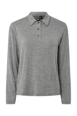 Pieces Jersey punto estilo polo para mujer gris