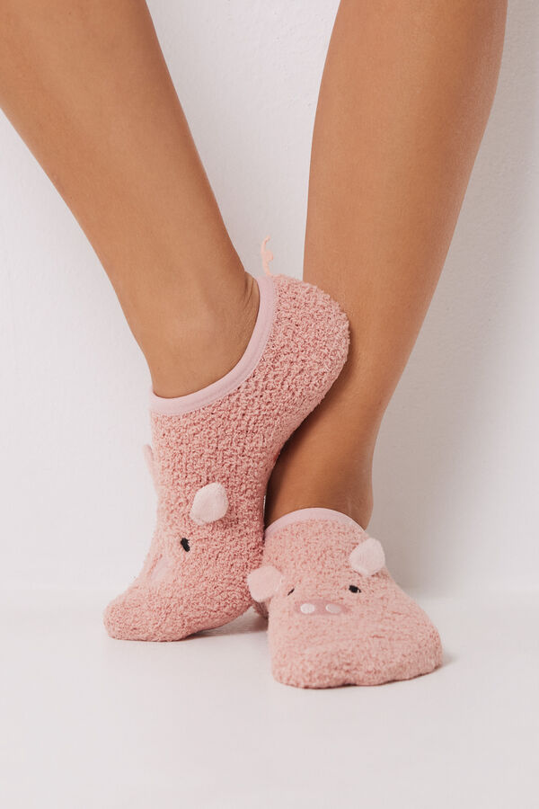 Women'secret Calcetines invisibles pelo cerdito  rosa