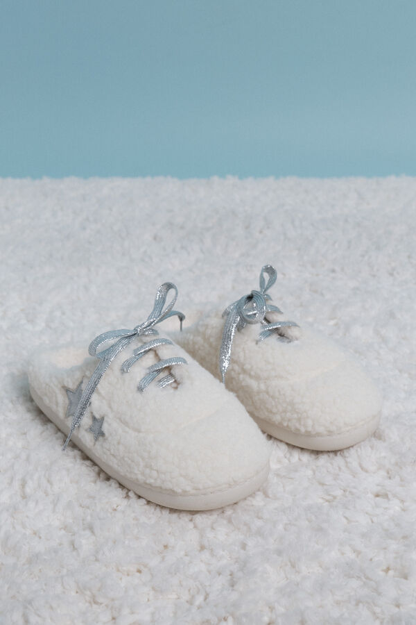 HI&BYE Bele sobne papuče od ovčije kože Bež