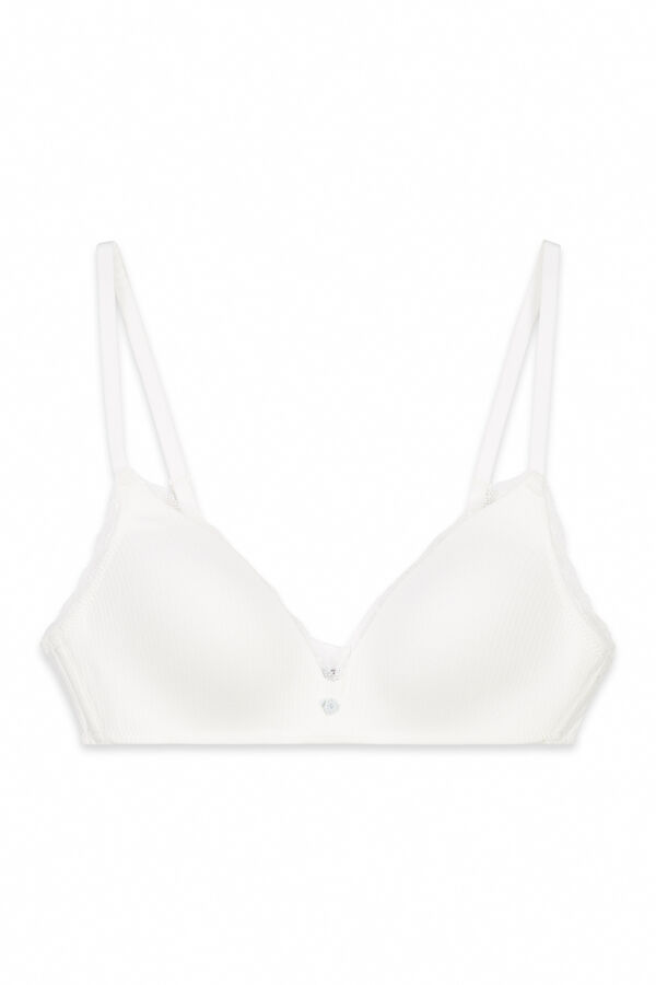 Women'secret Beli pamučni trouglasti grudnjak sa punjenjem LOVELY Bela