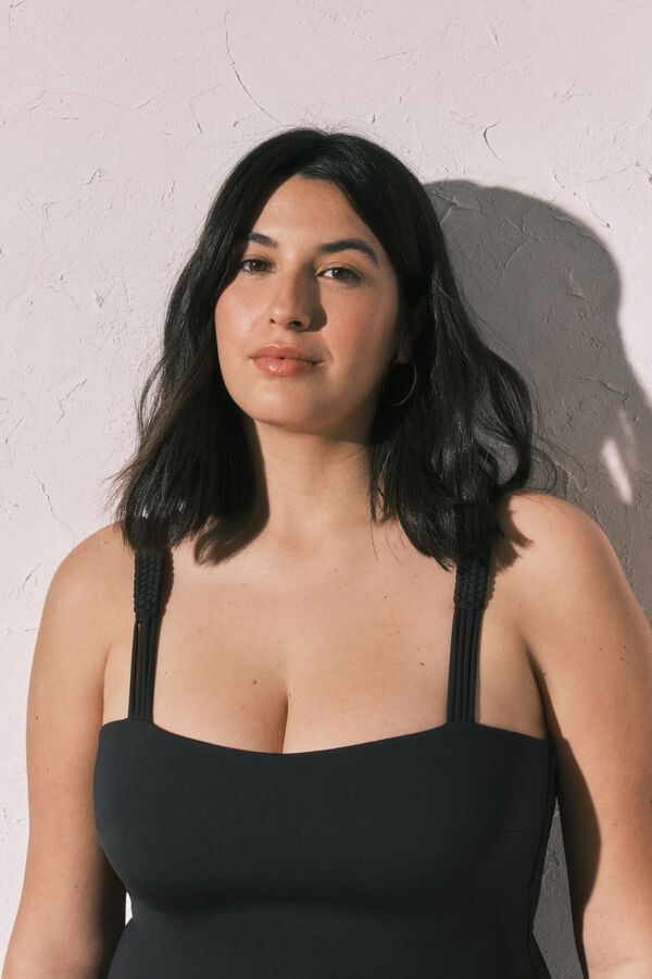 Women'secret Crni kupaći kostim za oblikovanje sa ravnim izrezom Crna