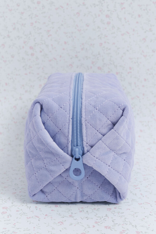 HI&BYE Neceser terciopelo logo bordado azul claro azul