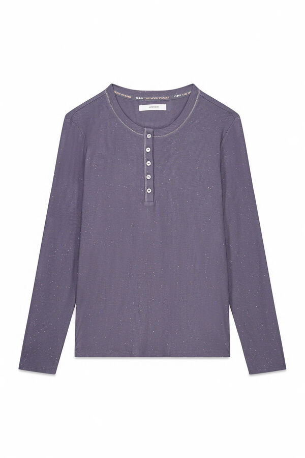 Women'secret Sjajna siva viskozna majica dugi rukav Siva