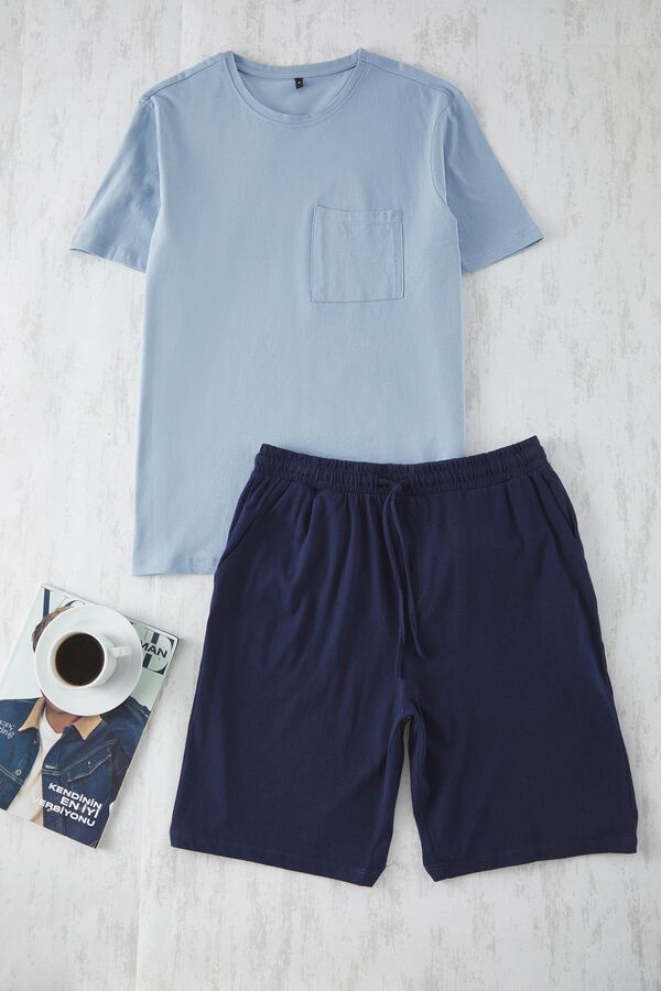 Trendyol Conjunto de pijama corto liso azul