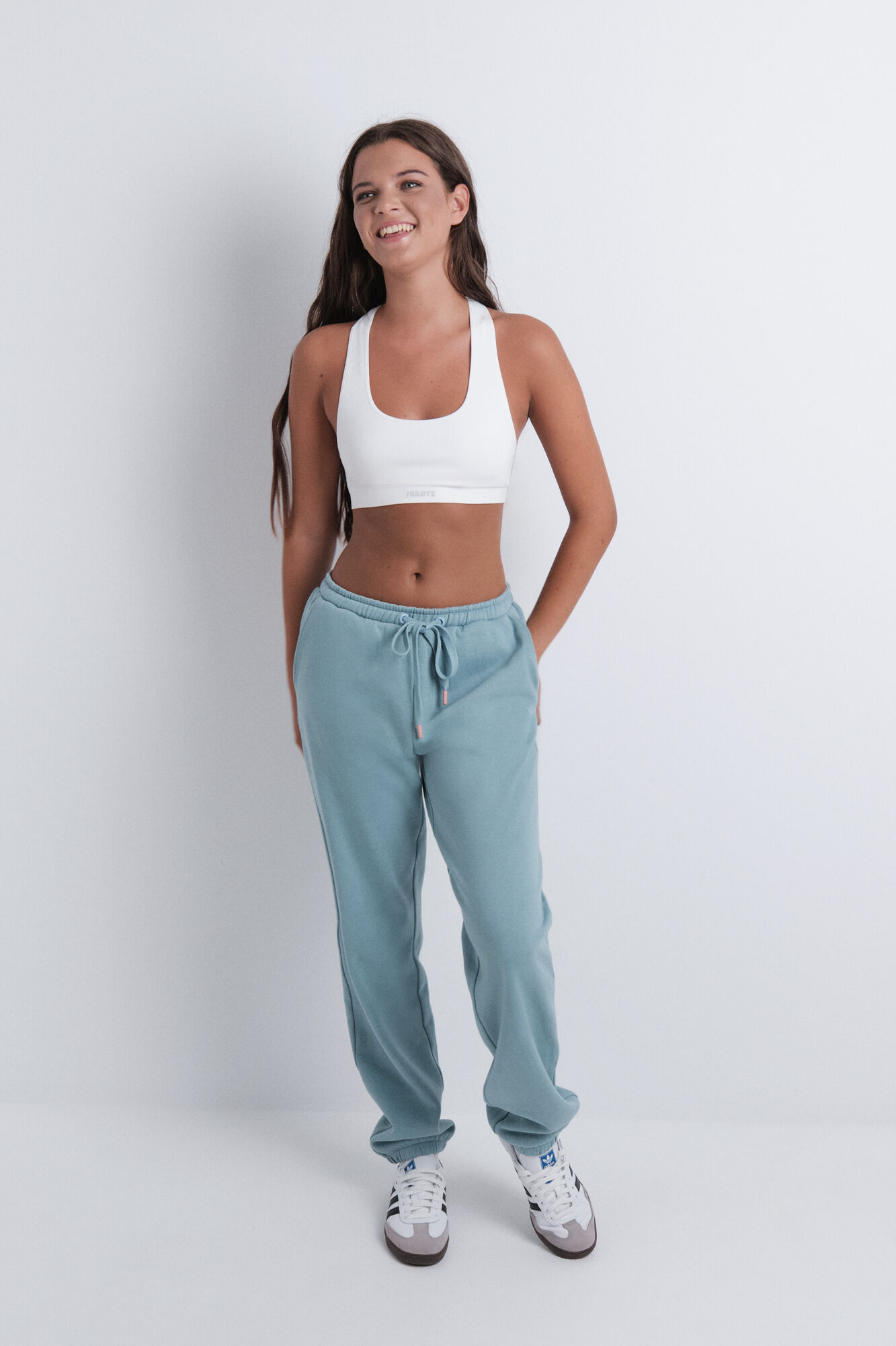 HI&BYE Cal&ccedil;a jogger de algod&atilde;o felpudo verde