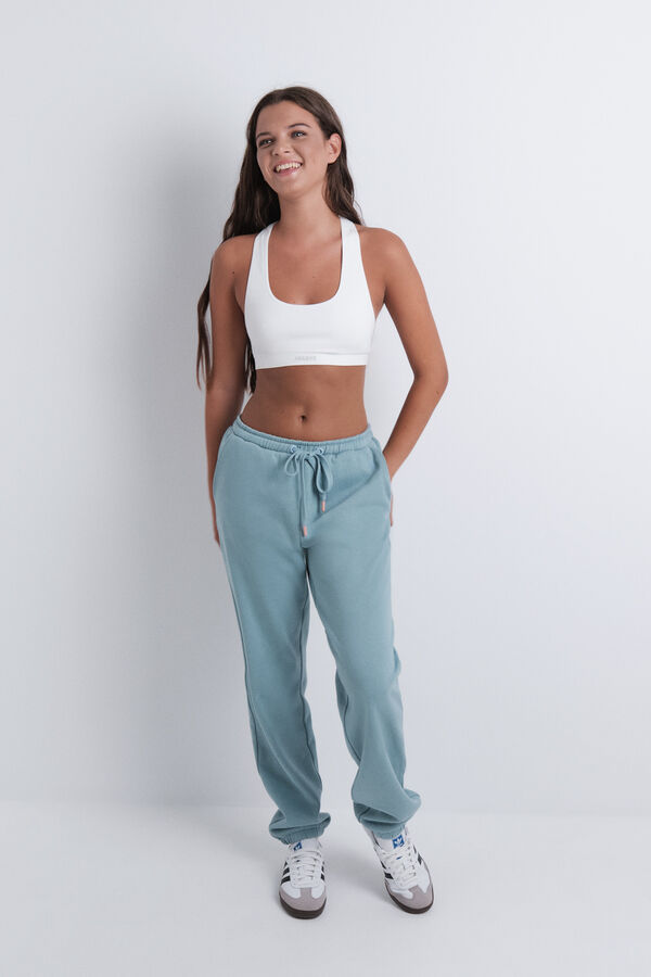 HI&BYE Zelene pamučne pli&scaron;ane jogger pantalone Zelena