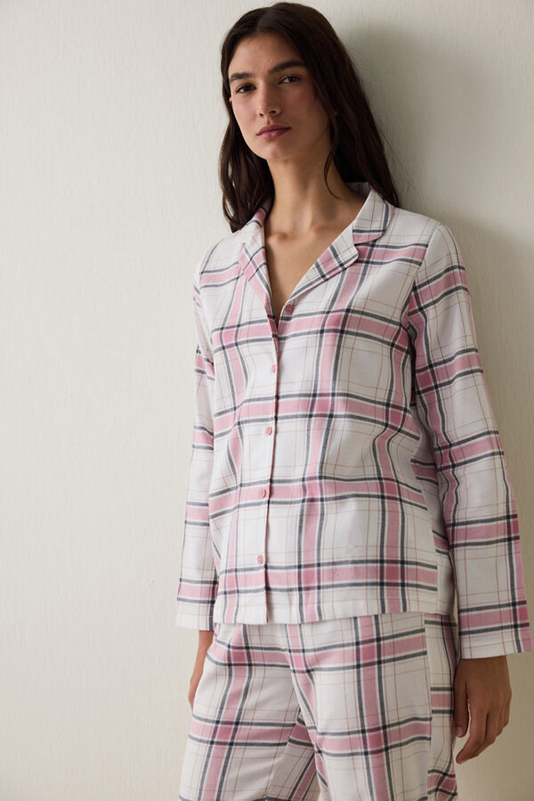 Penti Plaid Shirt Collar Long Sleeve Pajama Set pink