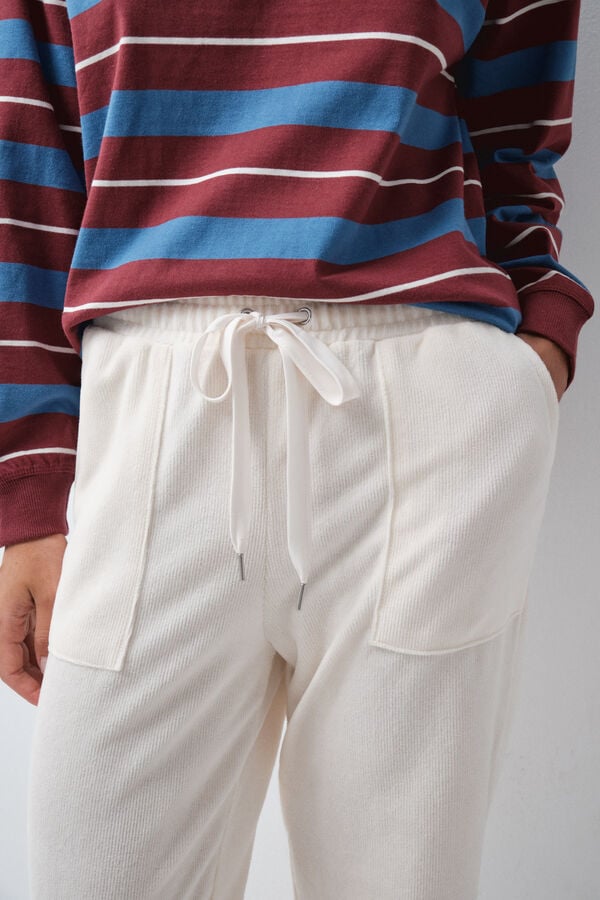 Women'secret Bele duge pantalone od somota Bež