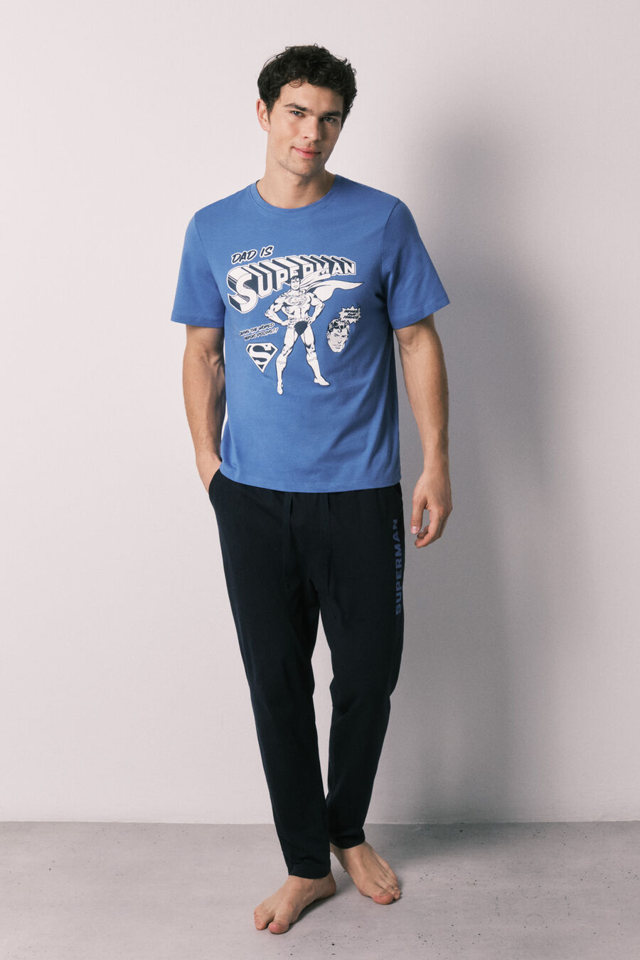 Pijama largo hombre 100% algodón Superman