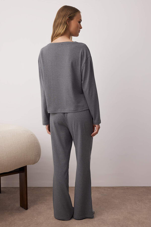 Trendyol Pyjamas set with embroidered stars in anthracite  Siva