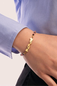 Singularu Pulsera Mam&aacute; Heart Tourmaline Acero Ba&ntilde;o Oro