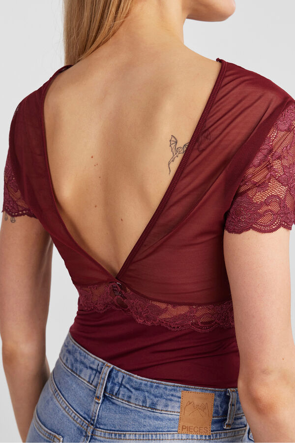 Pieces Body de encaje rojo