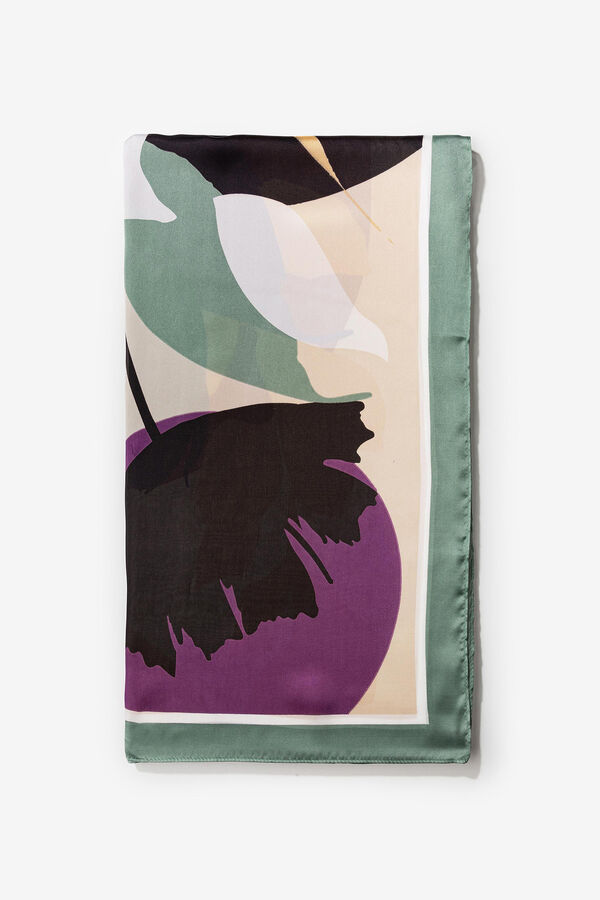 Vilanova Printed satin scarf vert