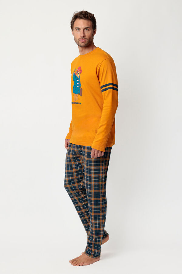Admas Pijama largo cuadros Paddington para hombre amarillo