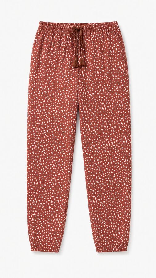 Women'secret Braon duge pantalone sa mini cvetnim printom Braon