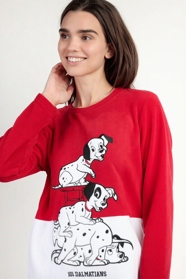 Admas Women's 101 Dalmatians microfleece long pyjamas Crvena