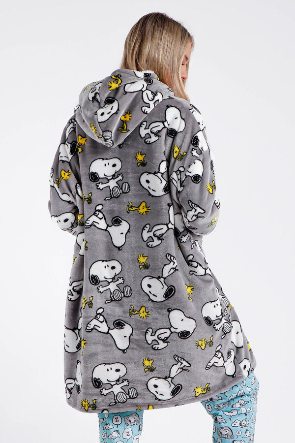 Admas Snoopy Women's Blanket Bathrobe grey