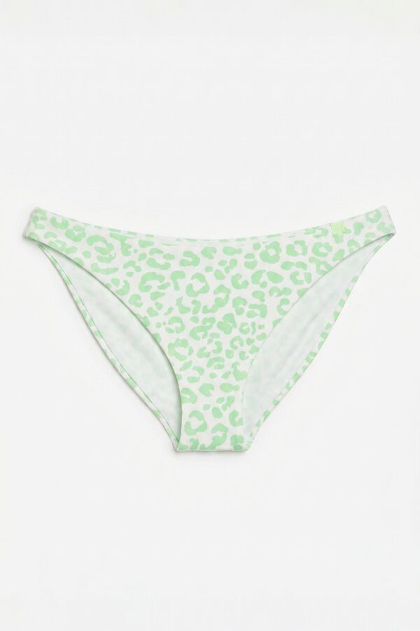 HI&BYE Zeleni donji deo bikinija brazilskog kroja sa životinjskim printom Print