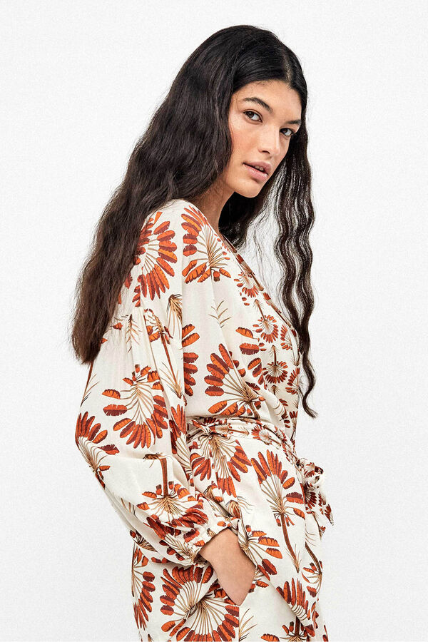 Gisela Palm print kimono white