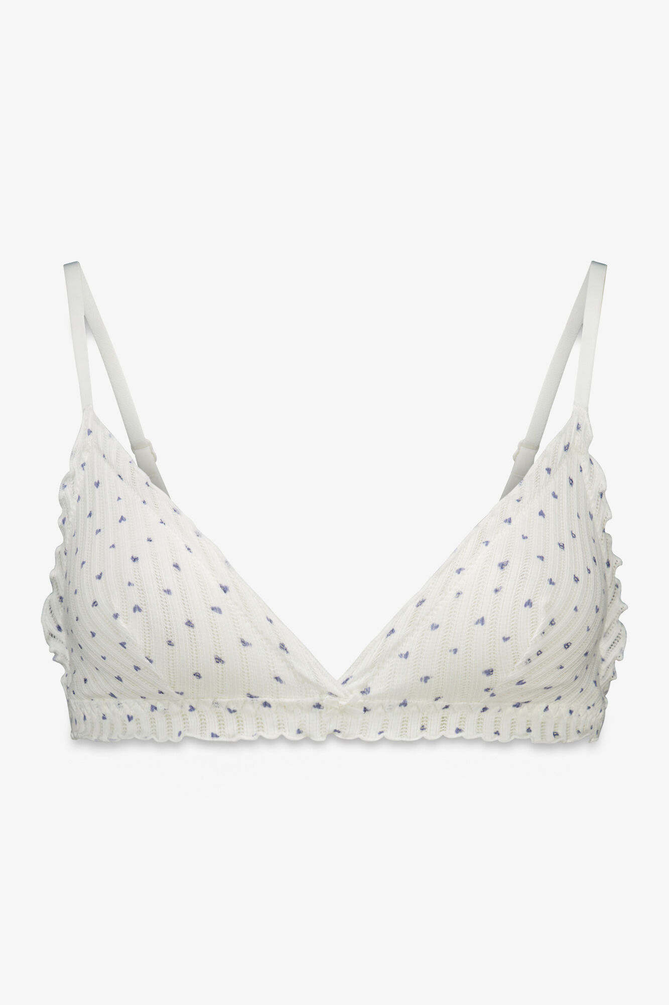 Women'secret Beli pamučni trouglasti grudnjak sa srcima NATURAL