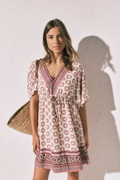Women'secret Bordo kratka tunika haljina sa boho printom Print
