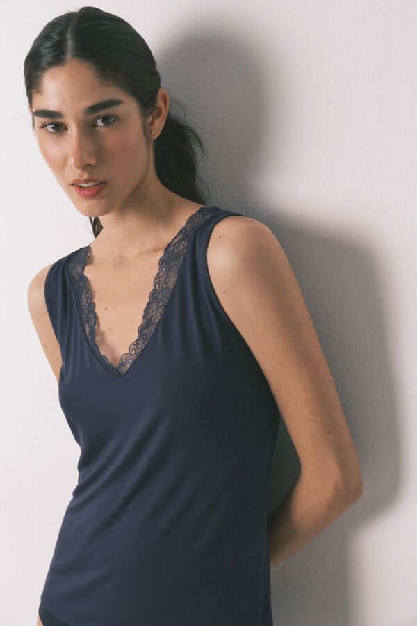 Women'secret Plava pletena vrlo mekana majica Plava