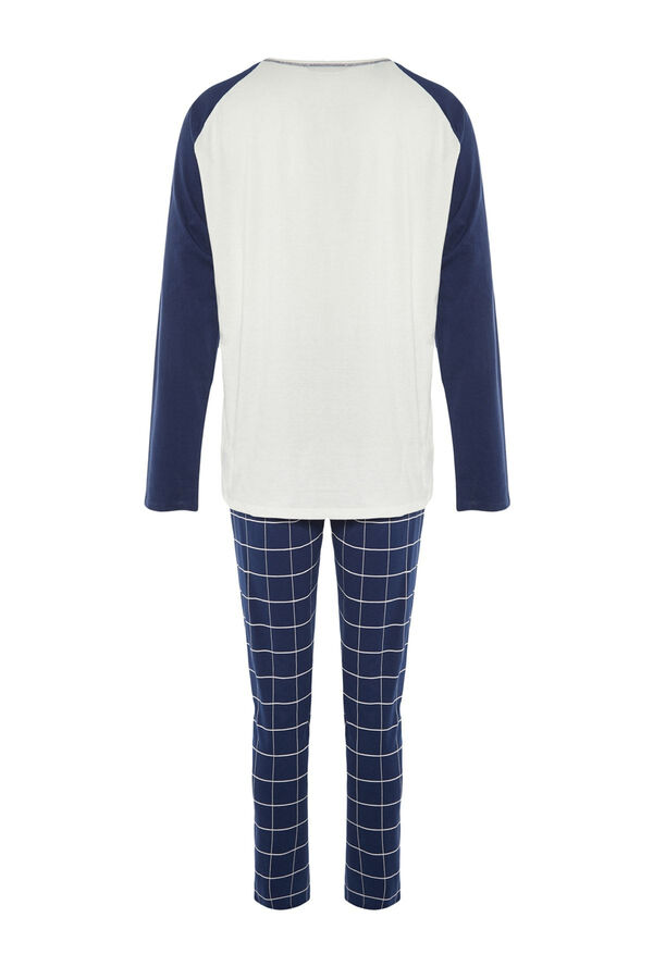 Trendyol Regular fit plaid pyjamas set in navy blue  blue