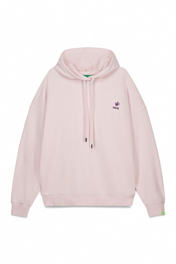HI&BYE Roze pamučni duks sa kapuljačom Roze