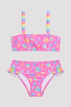 Penti Conjunto de biqu&iacute;ni rosa para menina estampado